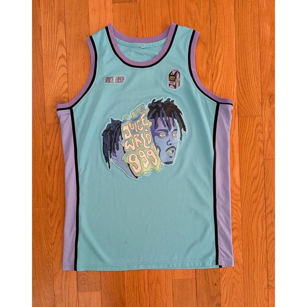 Juice Wrld 999 Basketball Jersey Blue Purple Mens Shirt Sz Large Lucid Dreams